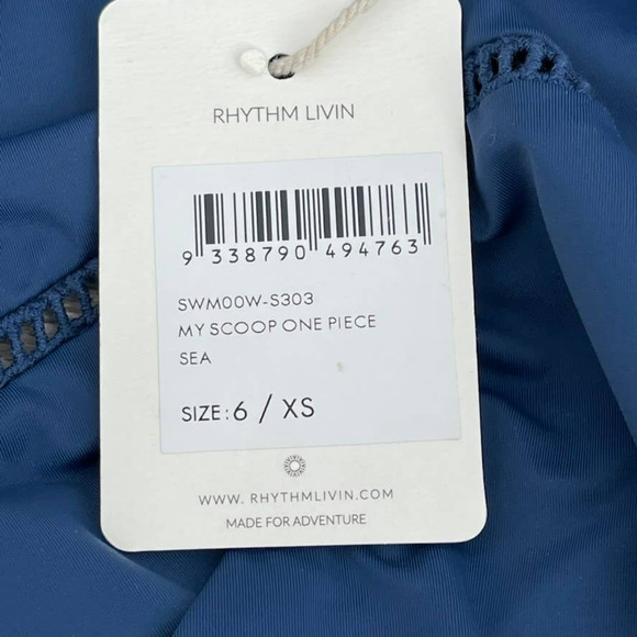 NWT - PACSUN Rhythm My Scoop One Piece Swimsuit Bathing Suit Sea Blue - Size 6 - Picture 3 of 12